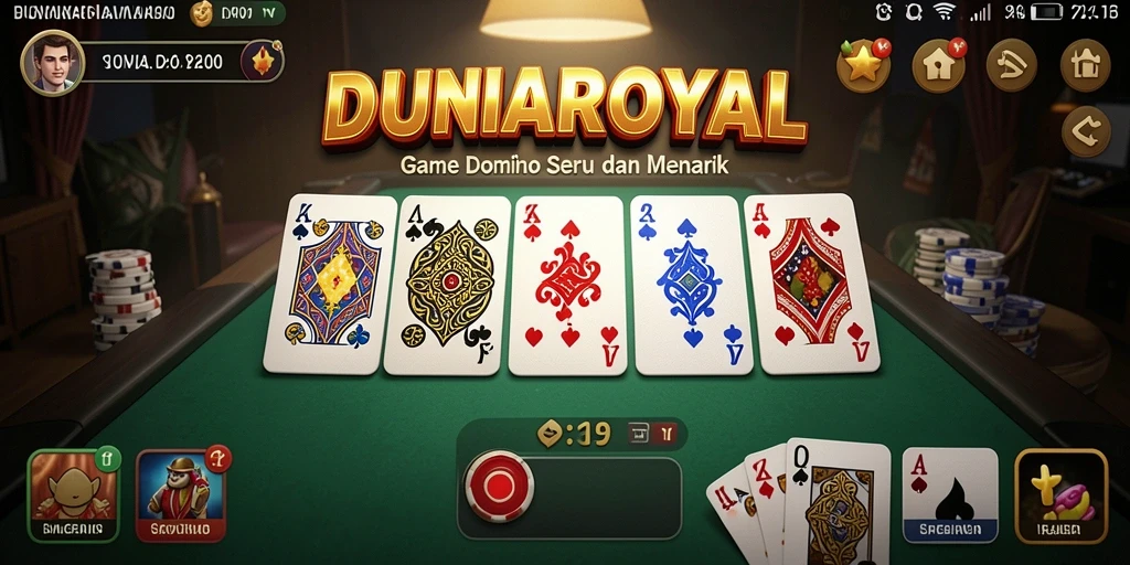 Screenshot DUNIAROYAL menampilkan momen seru permainan Domino.