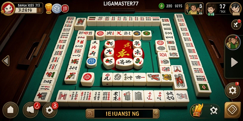 Tangkapan layar gameplay LIGAMASTER77 yang menampilkan aksi seru permainan Mahjong.