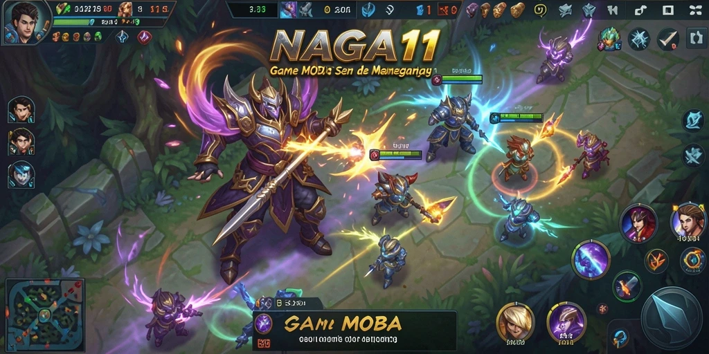 Screenshot NAGA11 menampilkan aksi seru dari pertarungan MOBA.