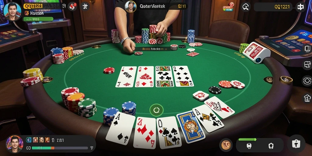 Tampilan gameplay poker yang seru dan mengasyikkan di QQ1221.