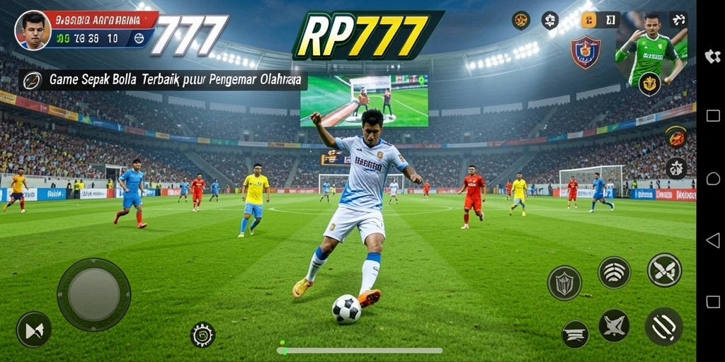 Tampilan gameplay menarik di lapangan sepak bola.